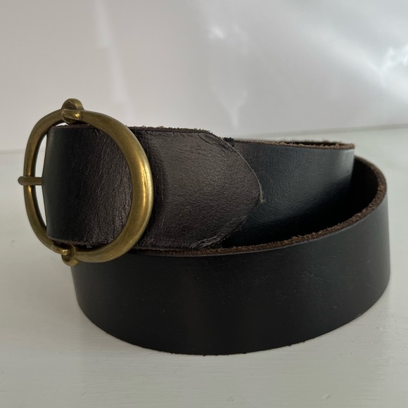 Lauren Ralph Lauren Brown Leather Belt Brass Equestrian Buckle Women Size M - Picture 5 of 10